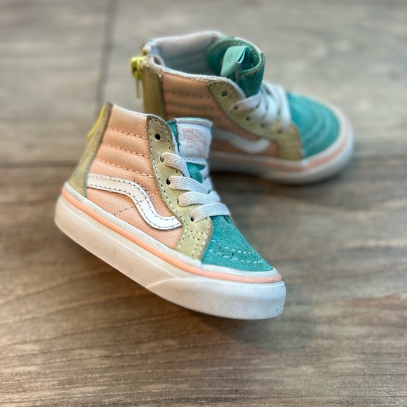 Vans Kids High-Top Sneakers - Green and Peach - Picture 1 of 5